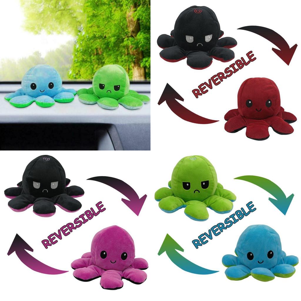 Soft And Adorable Double-sided Flip Reversible Octopus Plush Toy For Kids
