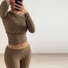 Printed Round Neck Top Pants Set Women's Sexy Hottie Long Sleeve Copper Coin Printed T-shirt Slim Casual Trousers New Fashion