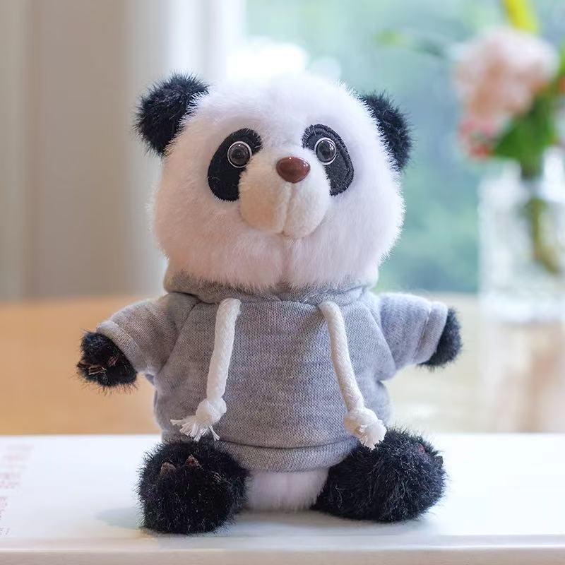 Panda Hoodie Doll Keychain - Plush Toy with Logo