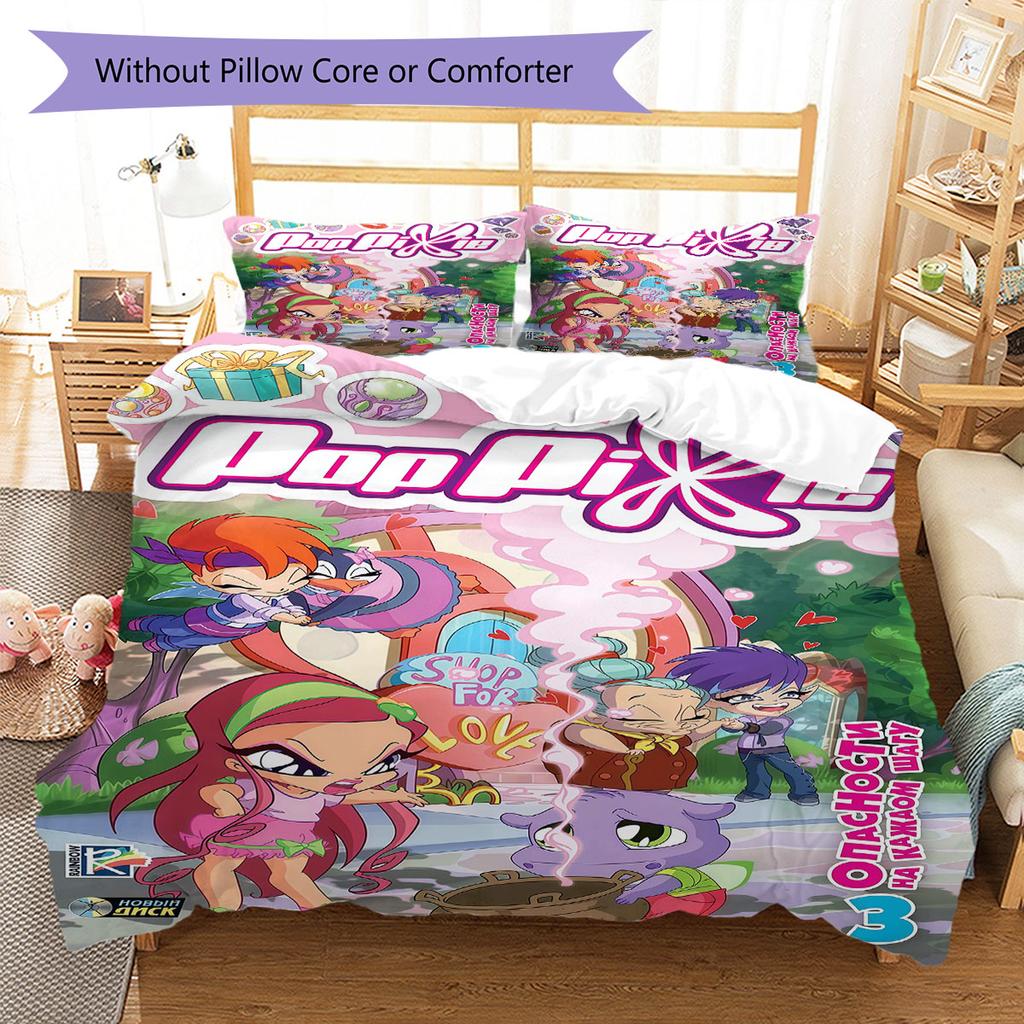 PopPixie poster Bedding Quilt Set Quilt Cover Pillowcase Home Decoration Birthday Gift (1 * duvet cover + 2 * pillowcase, without core)