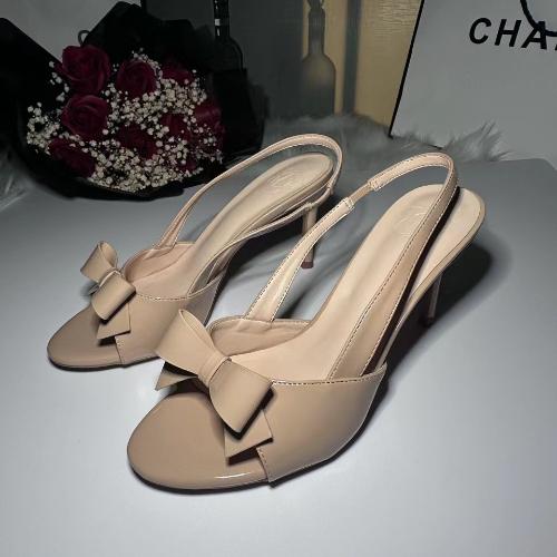 Elegant Nude Thin Heel Sandals Women Summer Bow Round Toe Sexy Strappy Comfortable High Heel Shoes