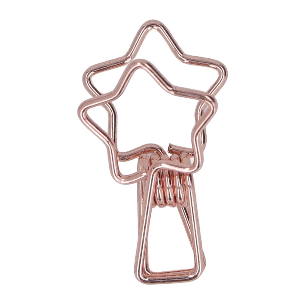100pcs Star Clips Cute Cartoon Hollow Strong Clamping Force Sturdy Metal Paper Clamps for Account Tickets