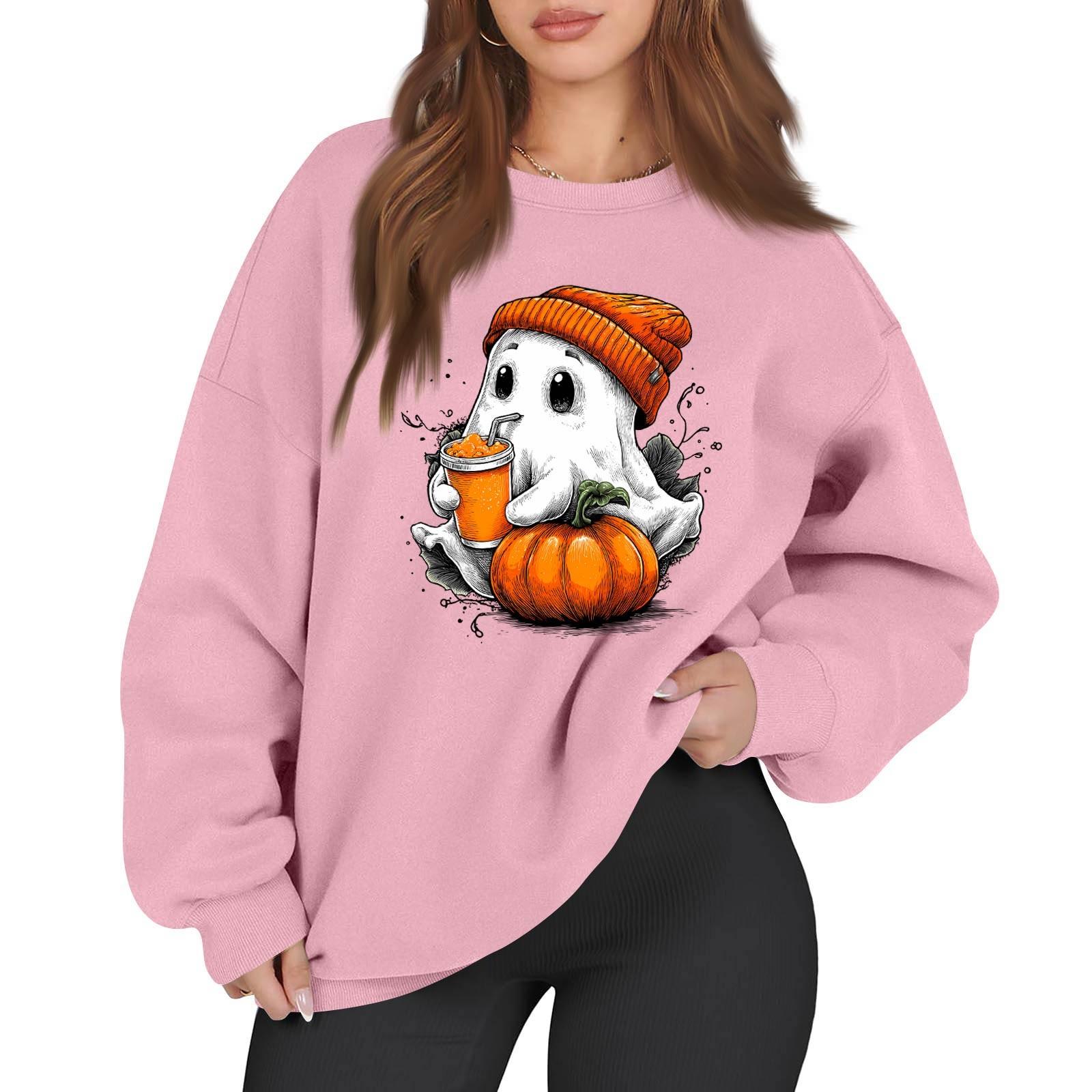 

Женский повседневный модный свитшот с длинным рукавом, принтом и круглым вырезом M розовый