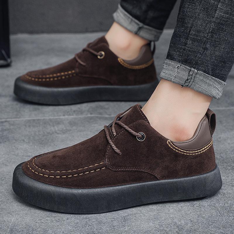 

Мужские повседневные кожаные туфли в ретро-британском стиле с мягкой подошвой — в корейском стиле, большие размеры 45-46, молодежные мокасины для вождения 44 коричневый