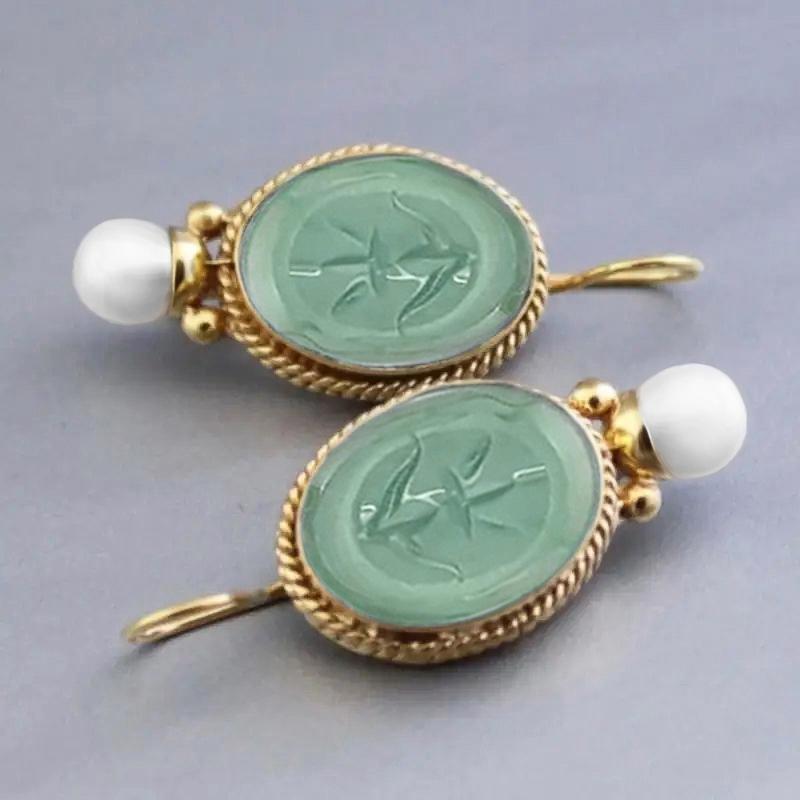 Huitan Elegant Women Drop Earrings Simulated Pearl Fresh Style Wedding Party Accessories Gold Color Daily Versatile Jewelry