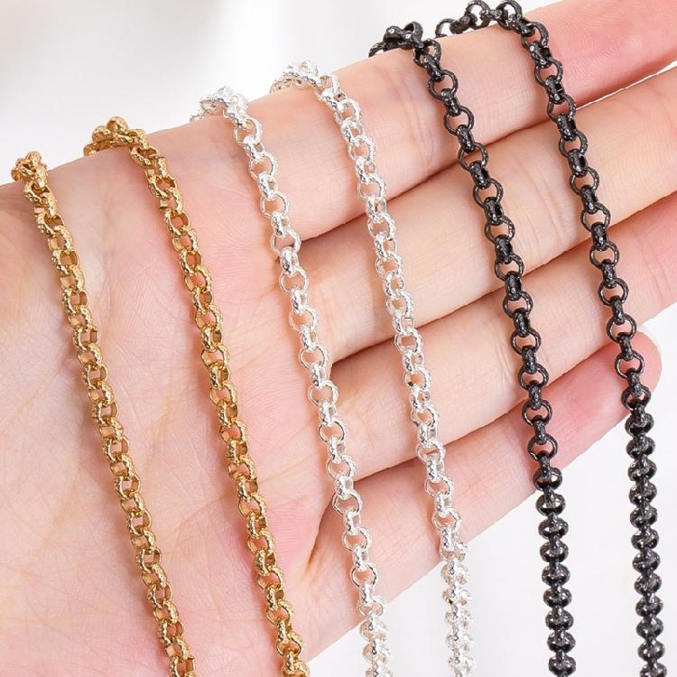 Classical Round O Shaped Copper Chain With Intricate Detailing For Handmade Necklace Bracelet Components