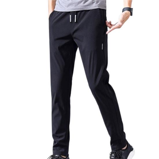 Men Pants Elastic Waist Trendy Polyester Casual Drawstring Men Trouser for Street Wear