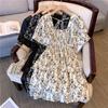 Elegante Abito in Chiffon Stile Francese Taglie Forti Per Nascondere la Pancia e Sembrare Giovani