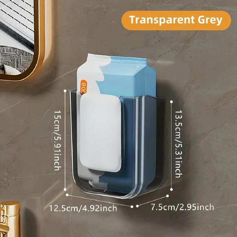 

Неперфорированный настенный ящик для хранения влажных салфеток для ванной комнаты с большим отверстием и высокой несущей способностью серый