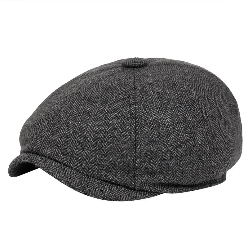 Fashion Berets Men High Quality Autumn Winter Wool Hat Herringbone Flat Cap Classical Artist Painter Hat Male Beret Caps Gorras