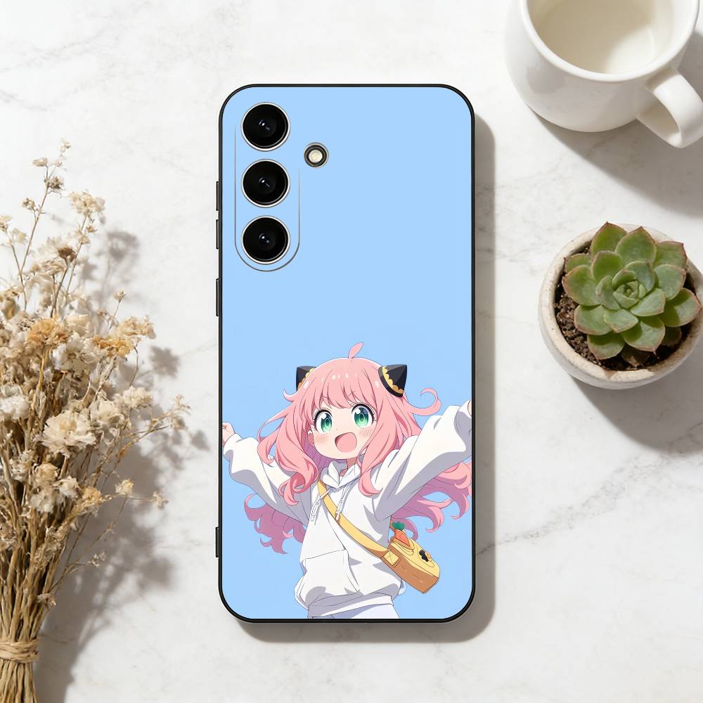 C-Cute Anya Chibi Style Phone Case For Samsung Galaxy A73,A72,A71,A70,A53,A52,A51,Soft Black Shell