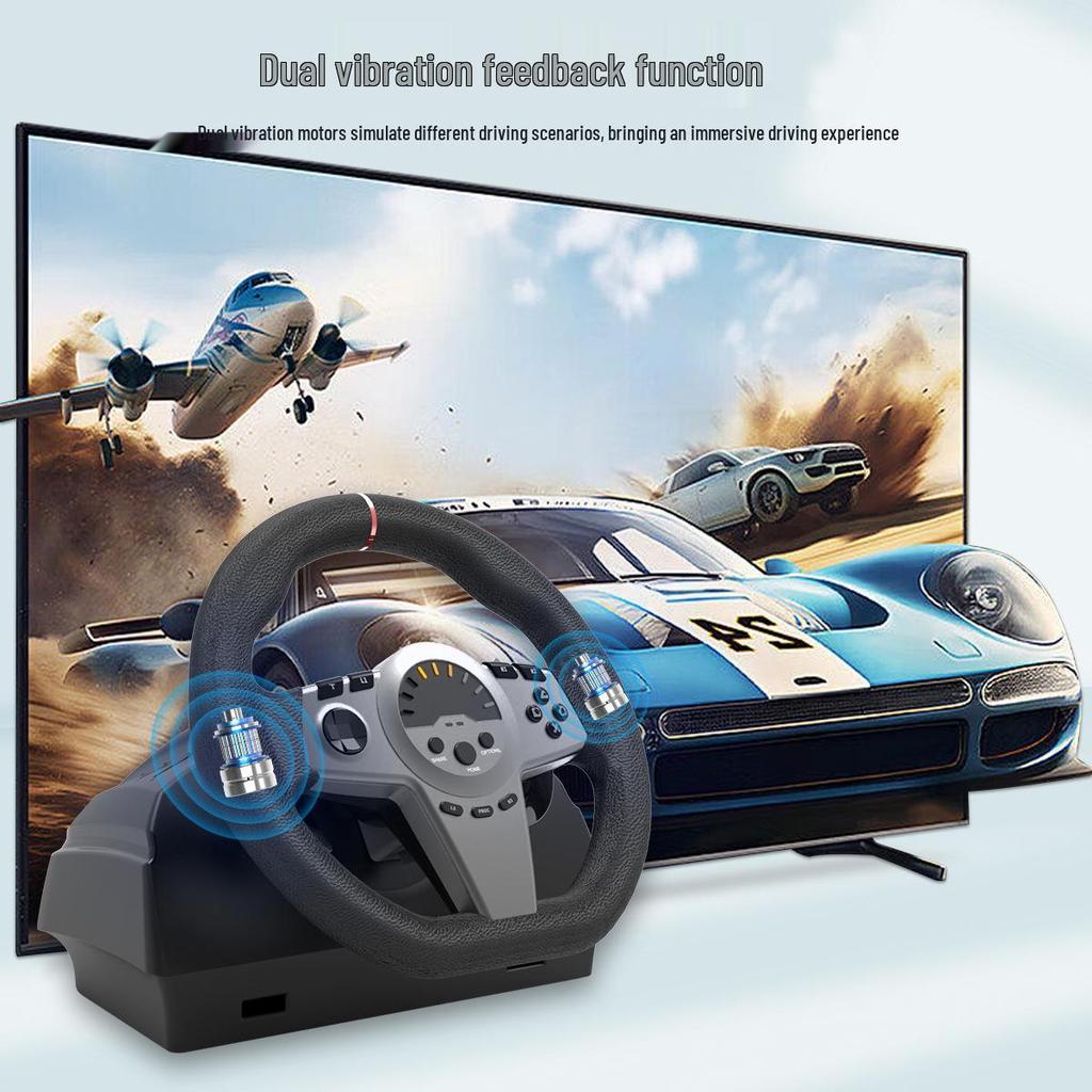 Steering Wheel for PC Racing with PS4/Xbox Series X Compatibility, Includes Three-Pedal Shifter