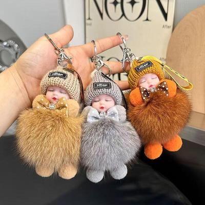 Levont Real Fox Fur Sleeping Doll Keychain Bag Charm