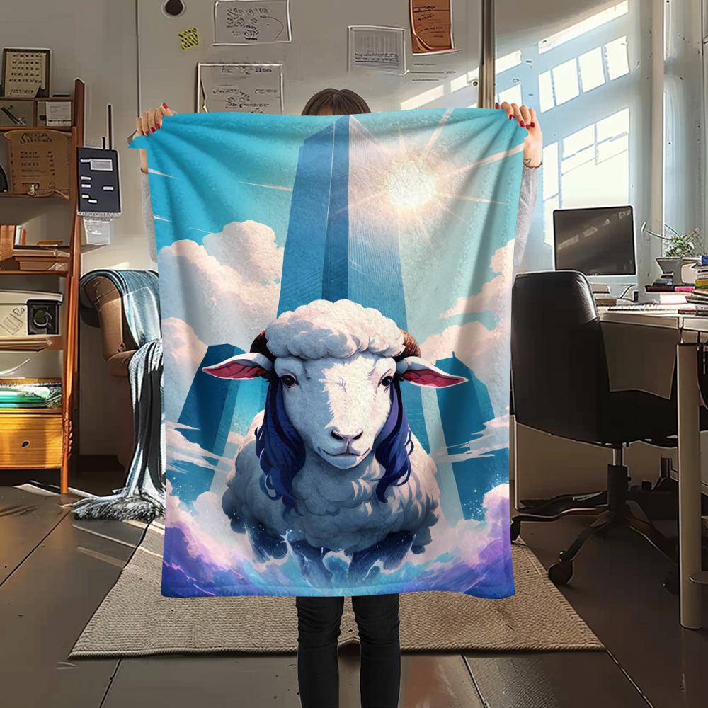 1 ks Flanelová deka s kresleným potiskem, Vysoce kvalitní, Pohodlná pro všechna roční období, Domácí dekorace, Teplo a pohodlí, Perfektní jako vánoční dárek k narozeninám