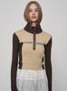 FROMWHERE Applique Zip-Up Sweater Brown