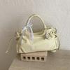 Brand Bow Lace Tote Bag Women Large Capacity Star Charm Handbag Soft Leather Drawstring Shoulder Bag Korean Commut Bucket Bag