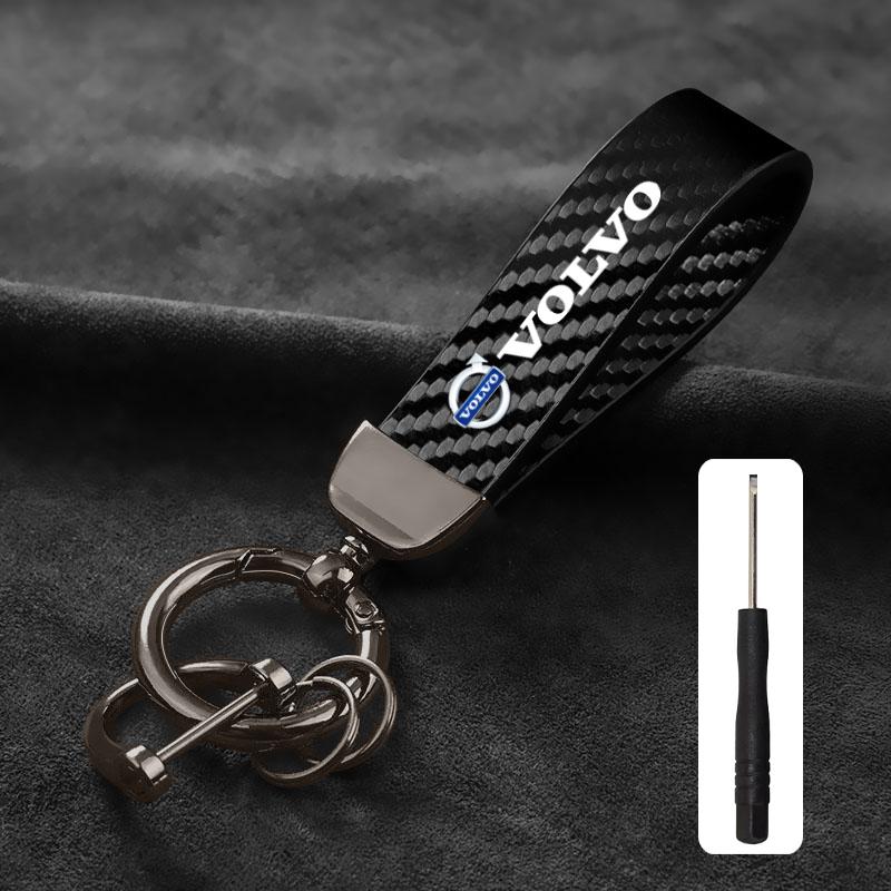 Car Carbon Fiber Style Keychain Microfiber Leather Key Chain For Volvo Xc60 Xc90 V40 V60 S60 V50 V90 S80 C40 XC40 V70 Rdesign