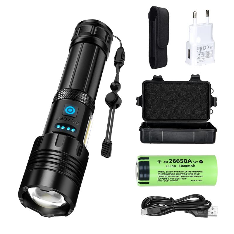 Powerful Rechargeable Led Flashlights Ultra Bright Tactical Torch Light Emergency Telescopic Zoom Light for Outdoor Camping Lamp