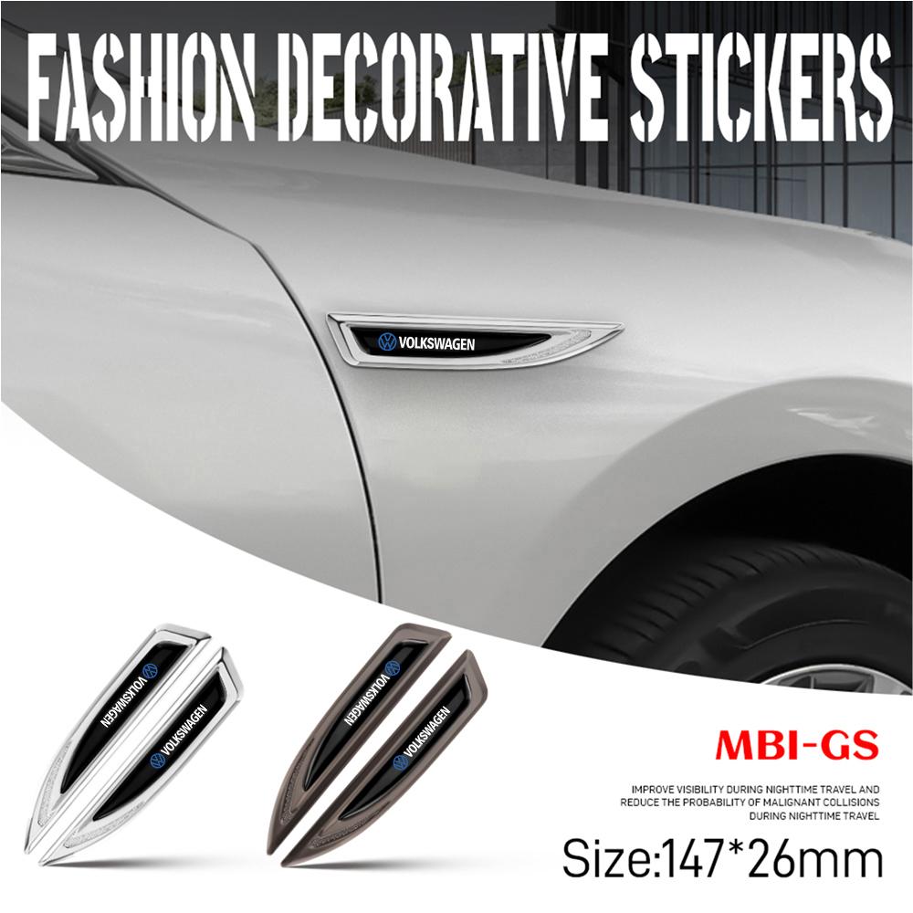 2Pcs Car Zinc Alloy Car Wing Right & Left Side Badge Fender Emblem Auto Valve for Volkswagen Polo 4 Motion Caddy MTM GTI CC Golf
