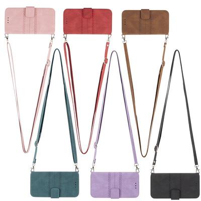 Cross-border Dedicated Mobile Phone Case for Apple & Samsung, Messenger Leather Flip Cover with Japanese & Korean Fashion Style