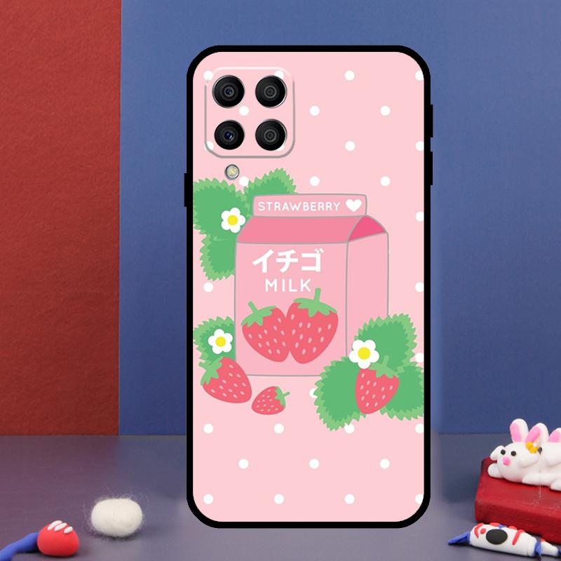 Kawaii Strawberry Milk For Samsung Galaxy M14 M34 M54 M33 M13 M23 M53 M15 M55 M31 M51 M20 M30s M32 M52 Phone Case