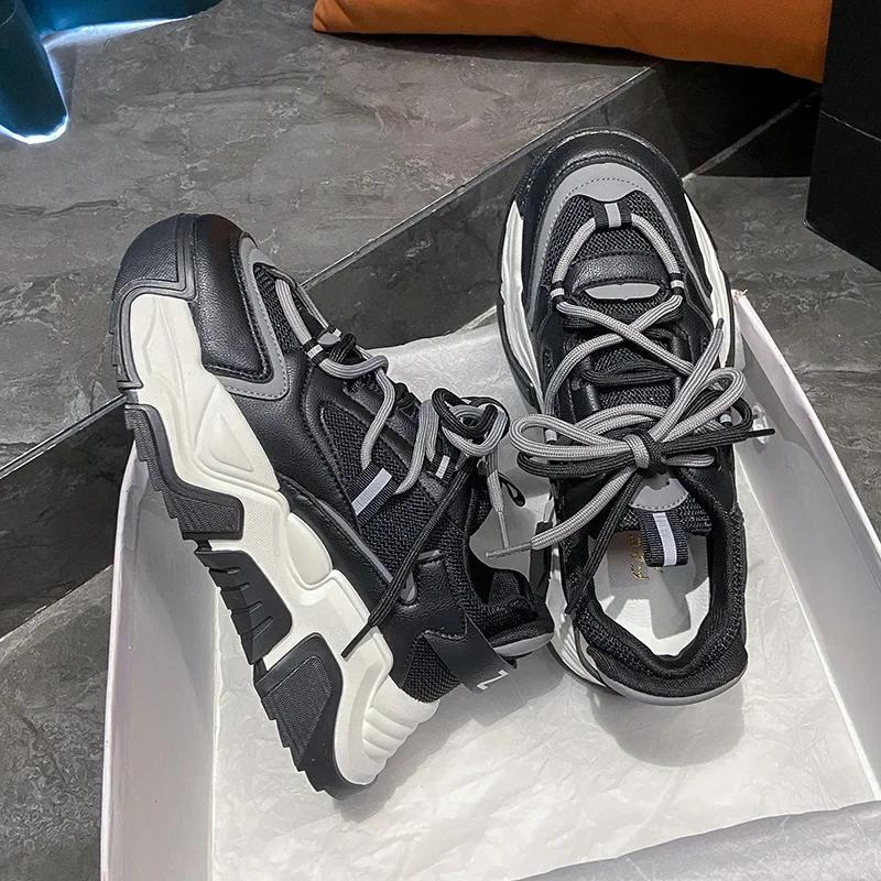 

Женские туфли на танкетке со шнуровкой, повседневные массивные кроссовки, женские модные теплые прогулочные туфли, кроссовки для папы, Woman2024 40 чёрный