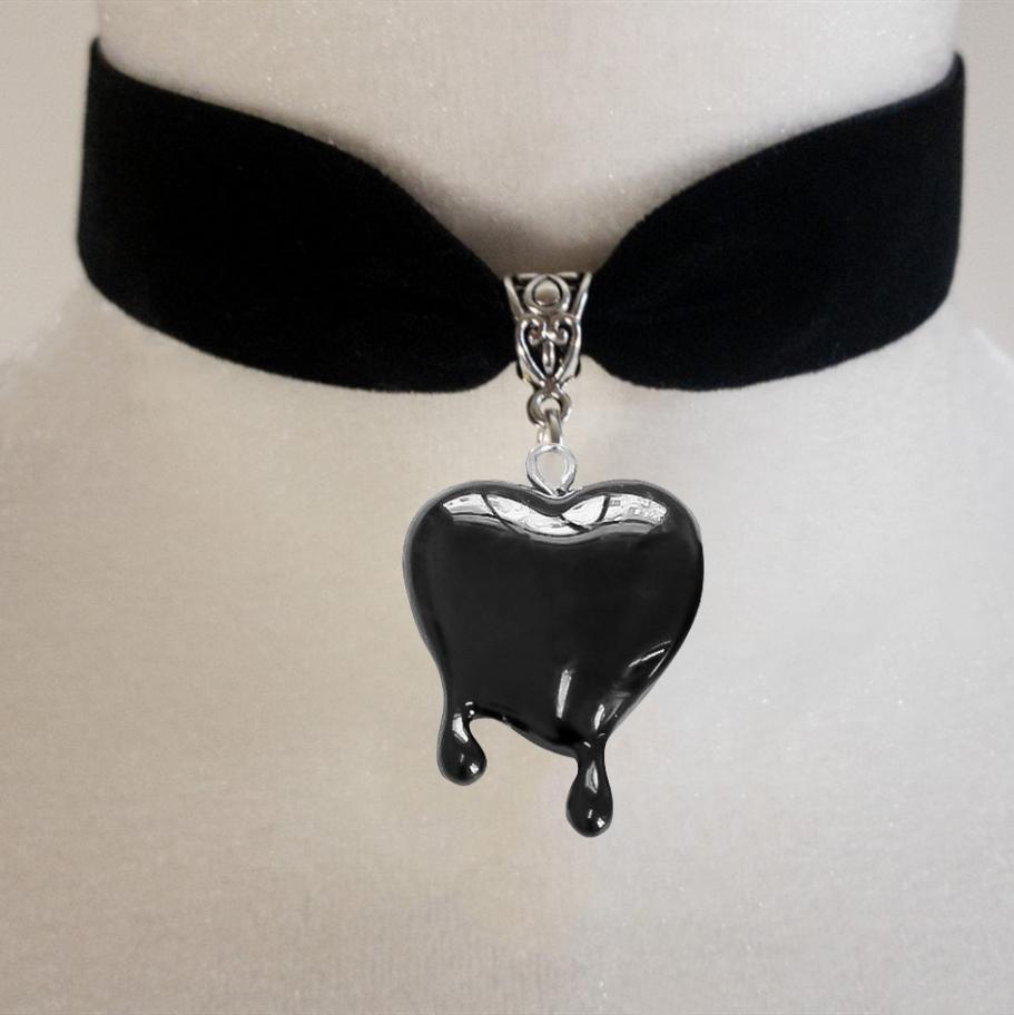 Gothic Heart Drop Necklace With Moon Pendant For Fashion Women And Men