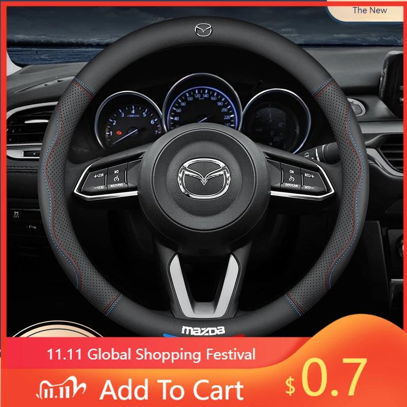 2025 Heiß Für Mazda 3 5 6 SKYACTIV Axela Atenza CX30 CX5 CX8 CX9 MX5 RX8 RX7 BT50 Kohlefaser Leder Auto Lenkradabdeckung Ac