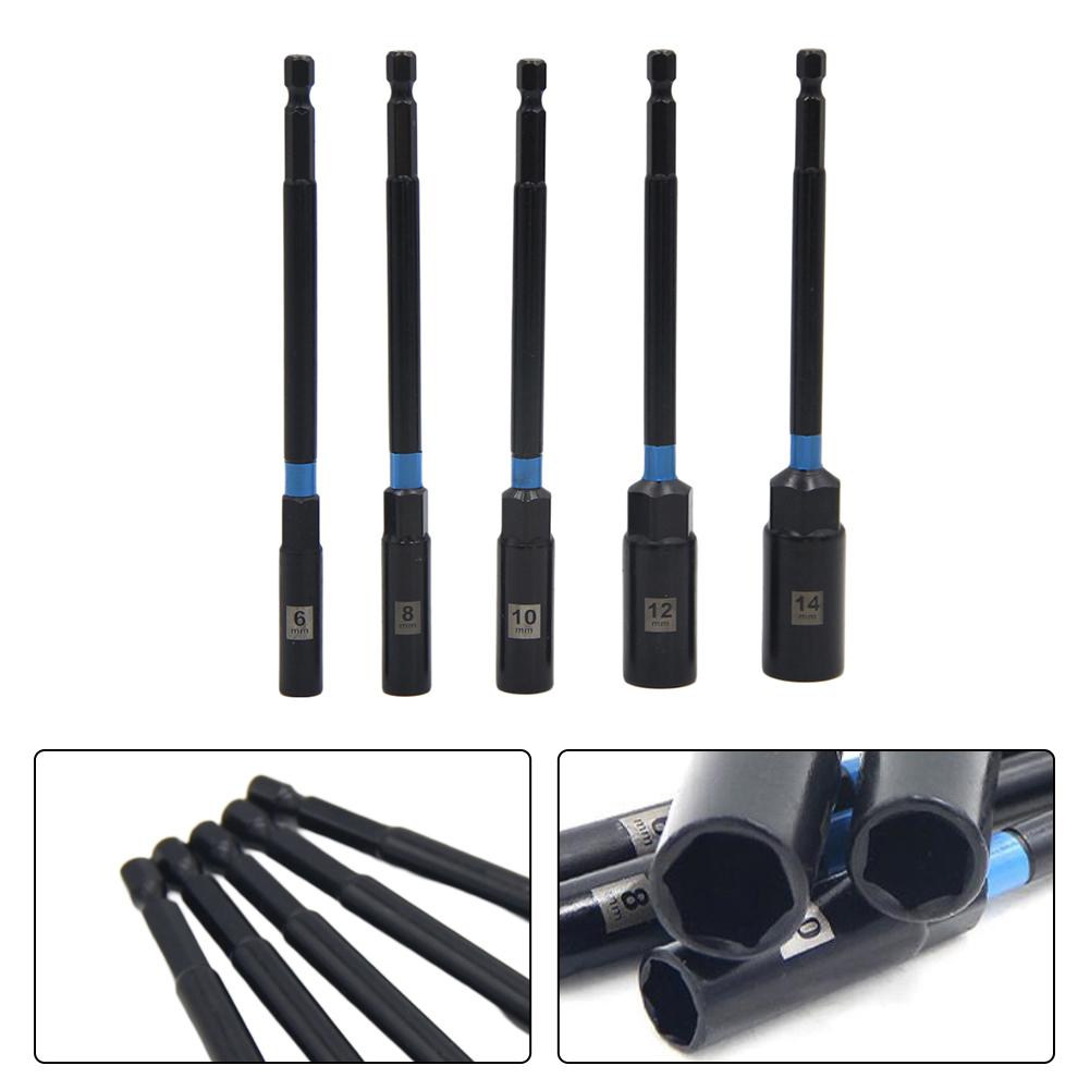 1/5PC 150mm Hex Nut Driver Drill Bit Adapter Socket Wrench Extension Sleeve 6-14mm Hand Tool Accessories