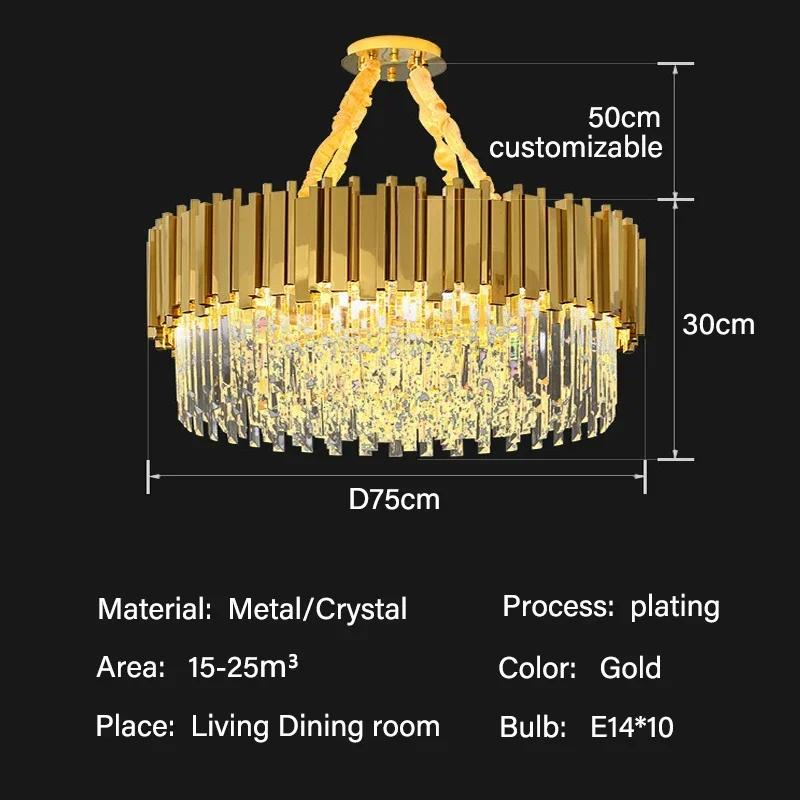 Modern living room luxury gold LED crystal chandelier villa home home decoration indoor ceiling chandelier lighting fixtures