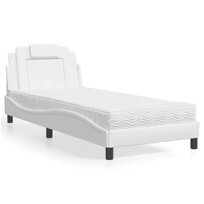 VidaXL Lit avec Matelas, Lit Rembourré avec Coussin de Tête de Lit, Lit Simple, Lit Adulte, Meuble de Chambre à Coucher 3208762