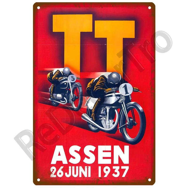 TT Races Vintage Wall Poster Vintage Retro Wall House Restaurant Decoration Plaque Metal Wall Decor Art Metal Sign Tin Sign ISLE