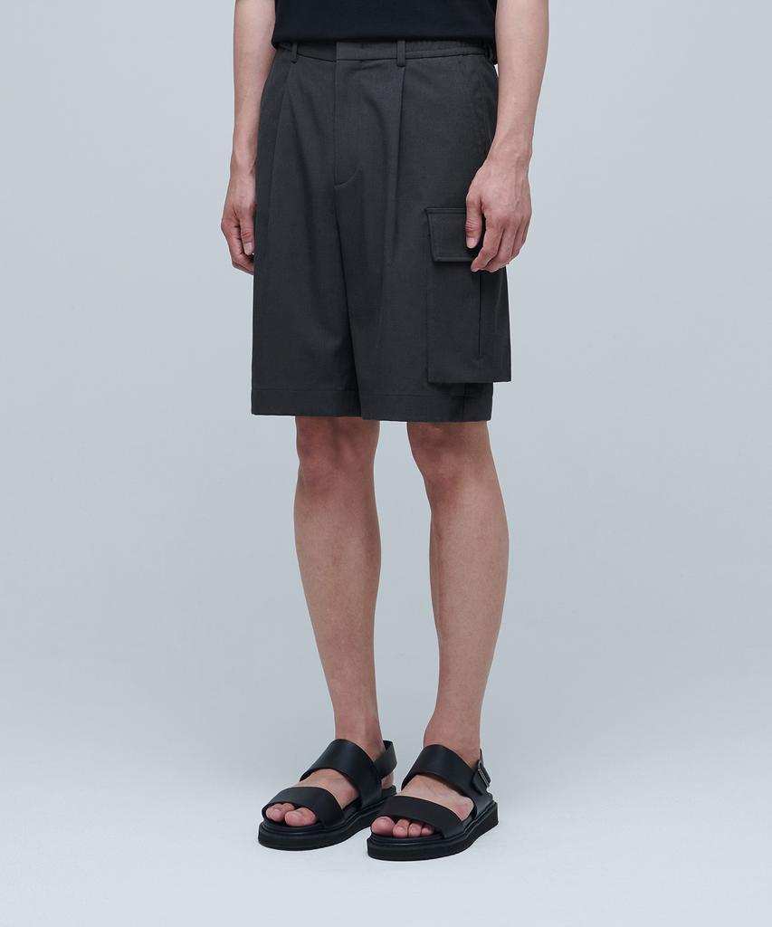 MUSINSA STANDARD Wide Banded Cargo Half Slacks [Gray]
