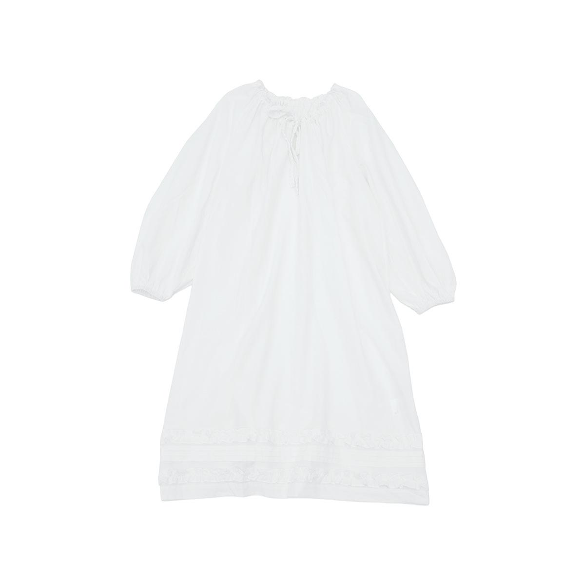 Dai He Spring Casual Tencel Linen V-neck Lace-up Long Dress for Women One Size белый