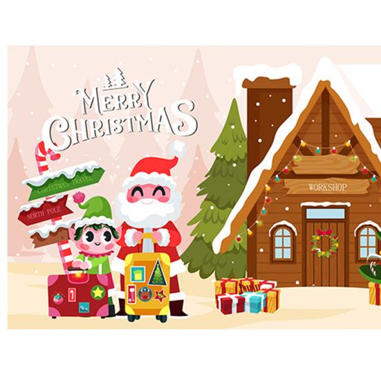Xmas Tree Santa Claus Banner Background Party Decoration Vibrant Color Wear Resistant Christmas Backdrop Banner