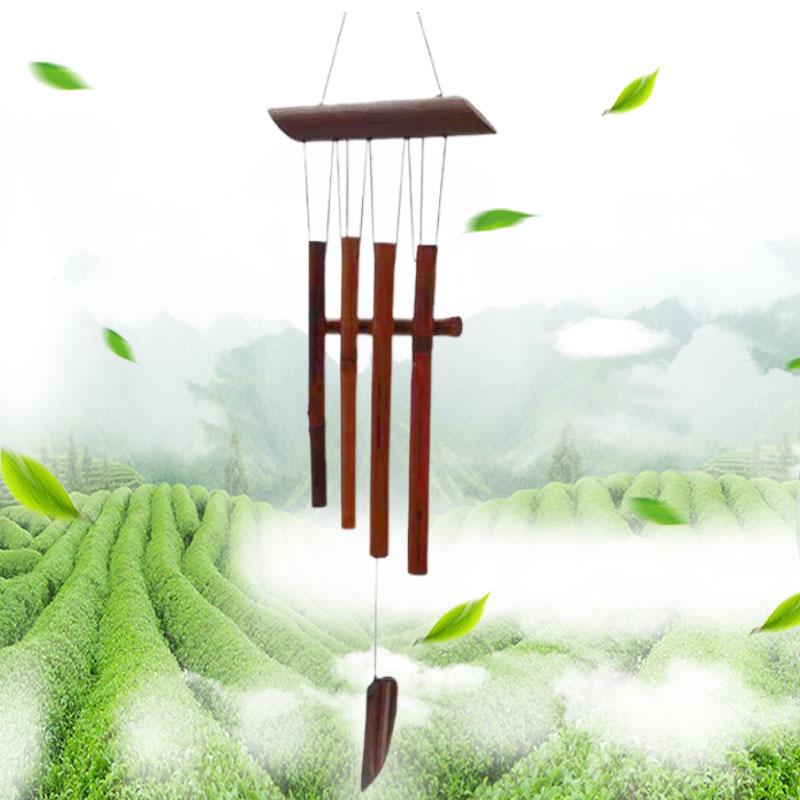 

Bamboo Wind Chimes for Garden Courtyard, Chinese Style Nature-Inspired Housewarming Gift