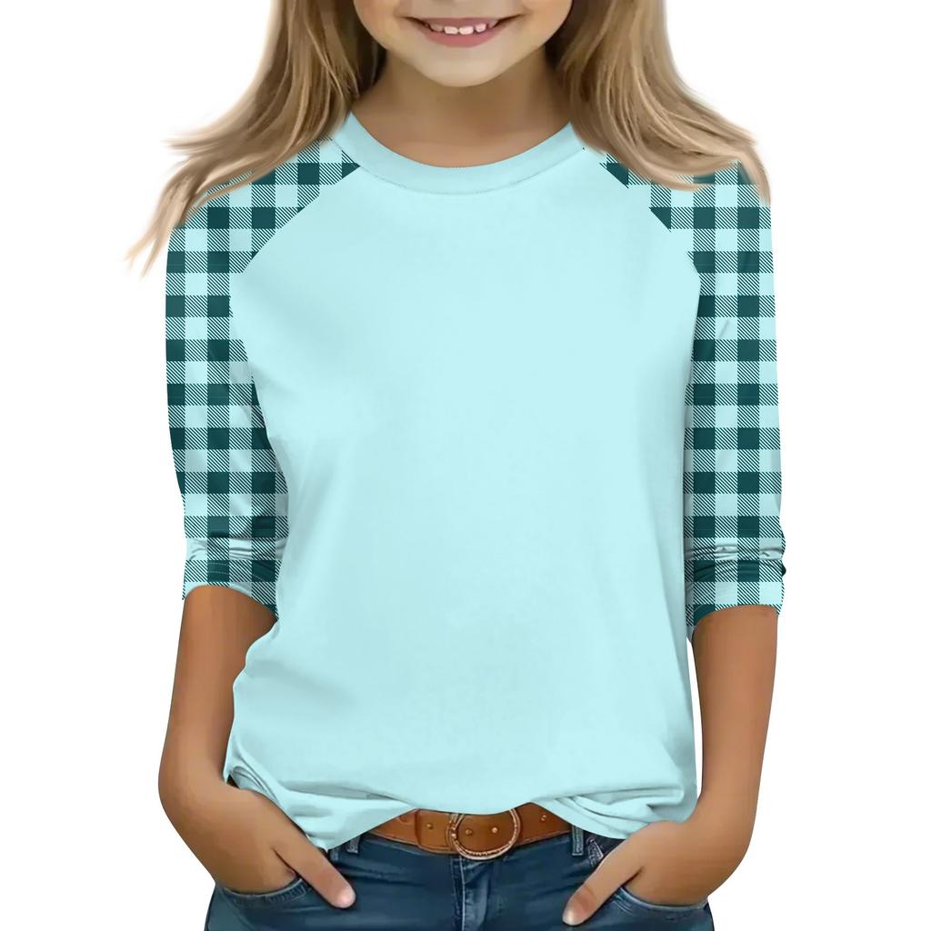 Topy pro dívky 4-16 let, kulatý výstřih, 3/4 rukávy, trička, moderní topy, outfity, trička
