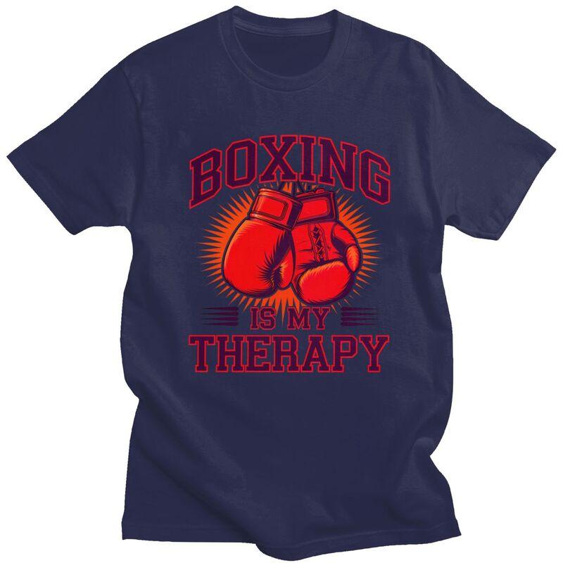 

Boxing Is My Therapy Tshirt for Men Short Sleeves Graphic Boxer Marital Arts Lover Clothing Loose Fit 100 Cotton Camisetas 4XL