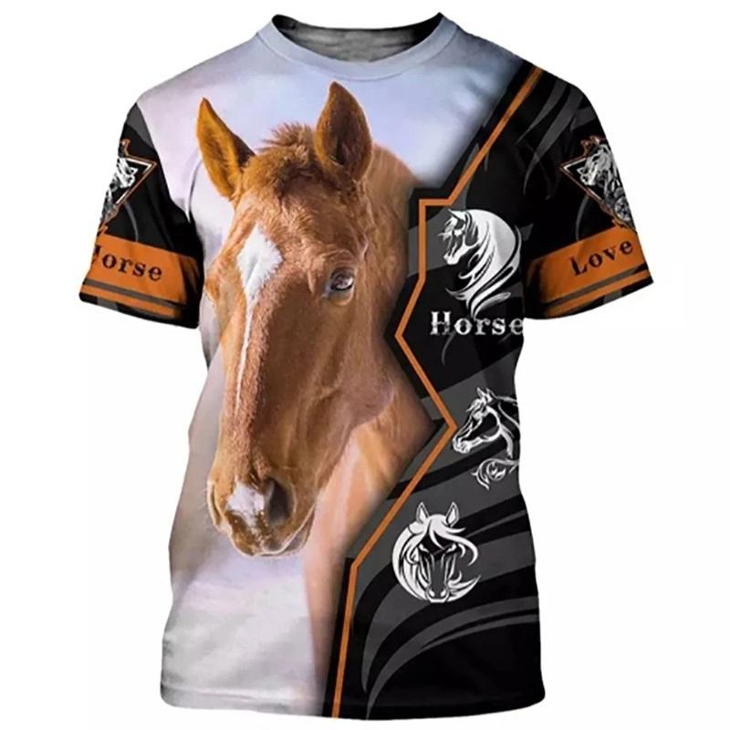 Fashion Love Horse Animal Pattern Tshirt For Men 3D Print Men's Harajuku O-Neck Short Sleeve Oversized Tee Shirts Tops
