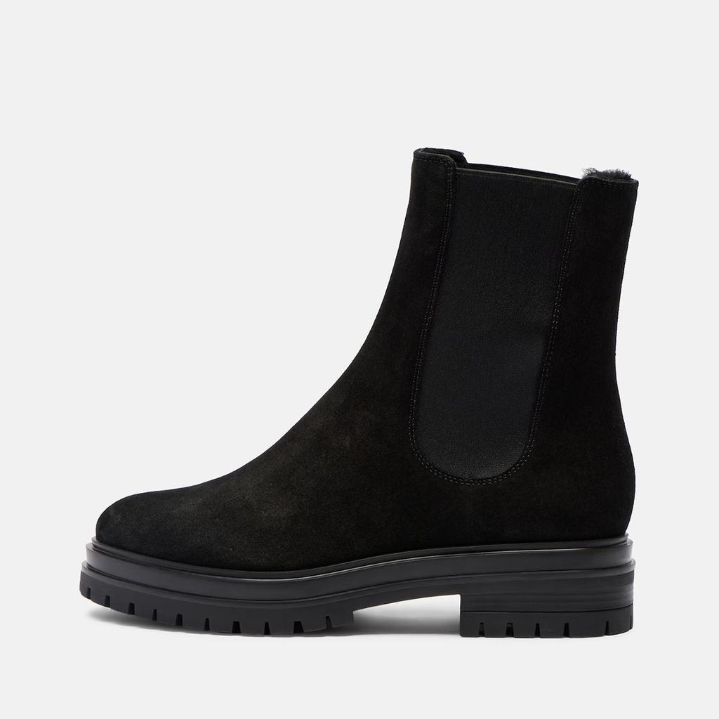 Damen Herbst- und Winter Kuhveloursleder Britischer Stil Chelsea Boots Fellgefüttert Klobige Profilsohle Warme Lässige Stiefeletten Alltagskleidung