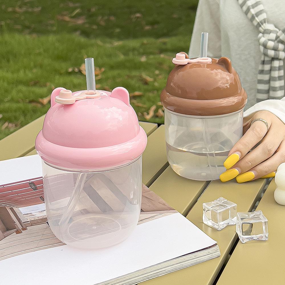 Kids' Cute Portable Mini Straw Cup - Chubby PP Design with Printed Logo