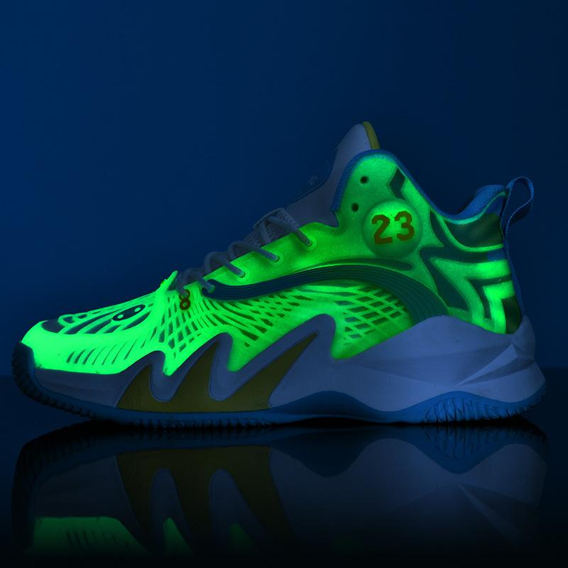 Men's Outdoor Sneakers Glow-in-the-dark Personality Fashion Versatile Boys Basketball Shoes Wear-resistant Anti-slip Shock-absorbing Student Running