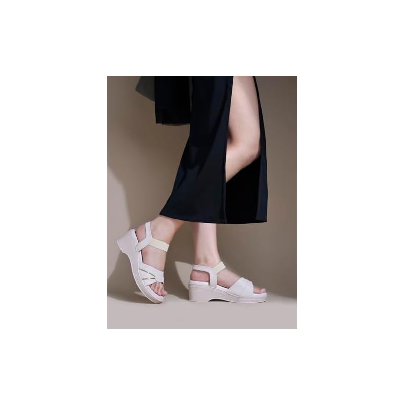 Shoetopia Elegant Cream Block Sandals For Girls /Eu41 8 UK кремовый