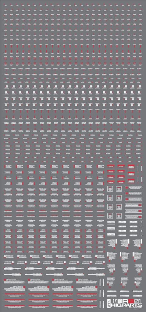 HiQ Parts RB01 Caution White 1 Plastic Model 1/100 Decal, & Red, Sheet, Decal, RB01-100WAR
