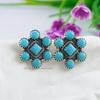 Arizona Turquoise 925 Sterling Silver Cluster Stud Earrings