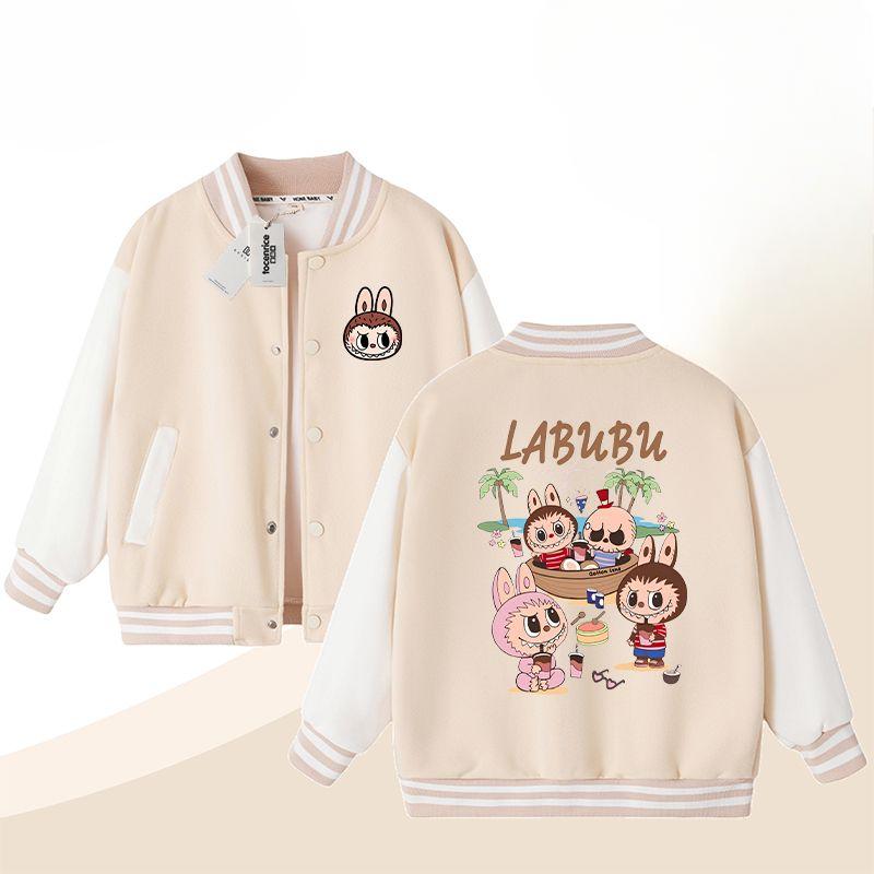 

labubu Повседневные спортивные бейсбольные куртки для девочек и мальчиков, модные детские куртки-кардиганы на осень 160