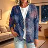 Damen Casual Knopfleistenjacke mit Weihnachtsdruck für festliche Feiertage