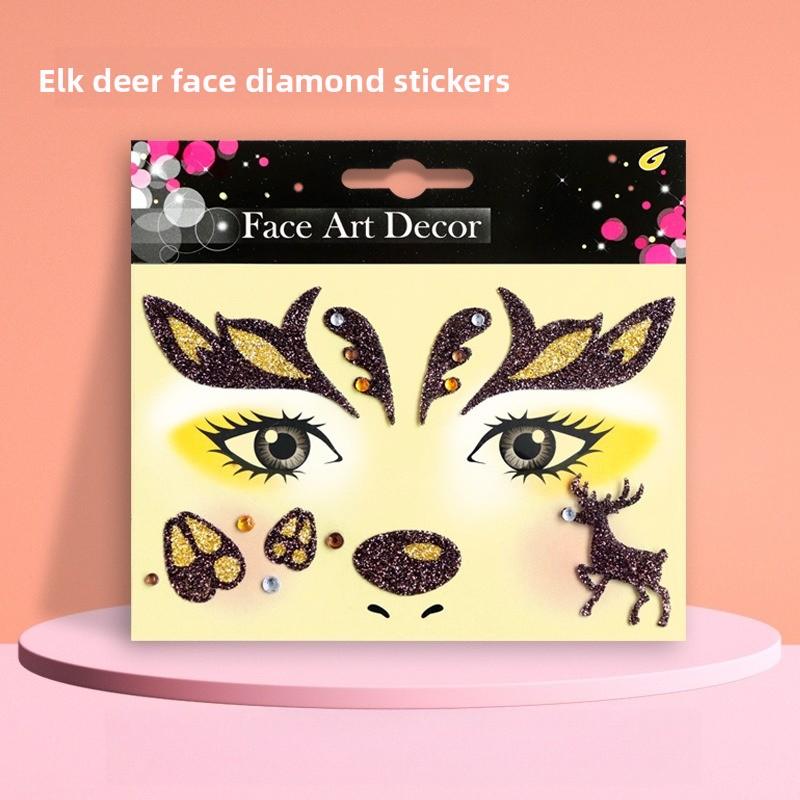 Halloween Christmas Diamond Animal Face Stickers Festival Party Stage Makeup Role Play Sparkling Diamond Mask Stickers