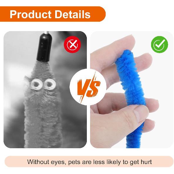 30PCS Cat Worm Toy Refills,Colorful Fuzzy Worm Cat Toy Teasers,Interactive Cats Wand Attachments Replacements for Indoor Cats Kitten(Multi Colored)