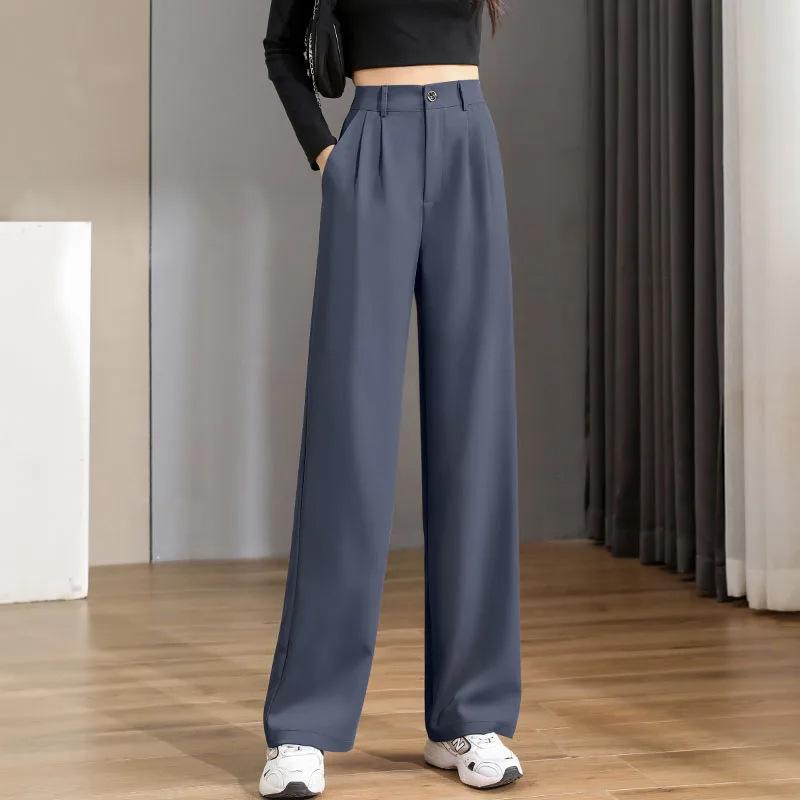 Premium casual pants women's spring and summer new straight loose solid color wide-leg trousers